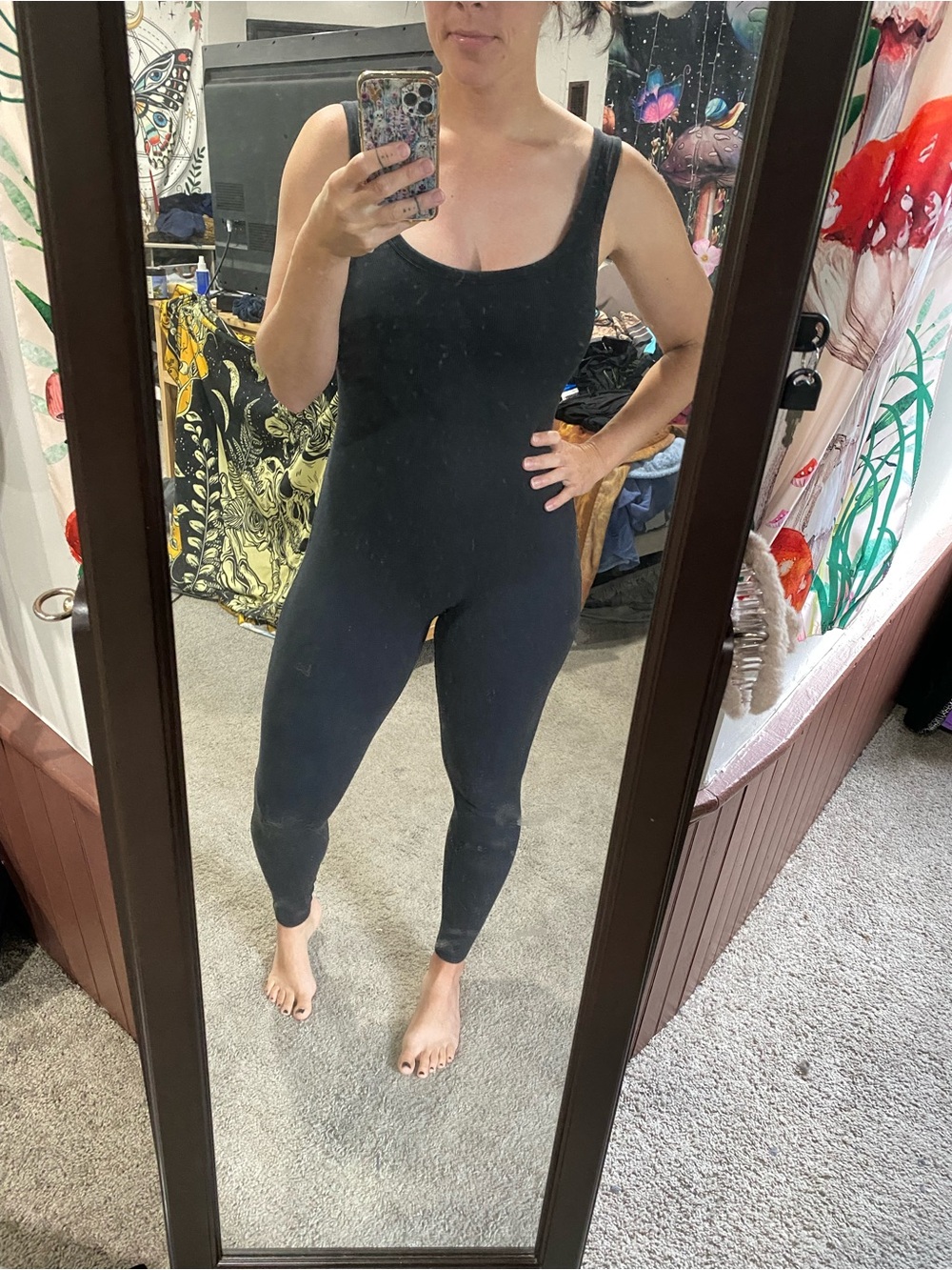 Skims Lounge Jumpsuit Ribbed Built in Bra L